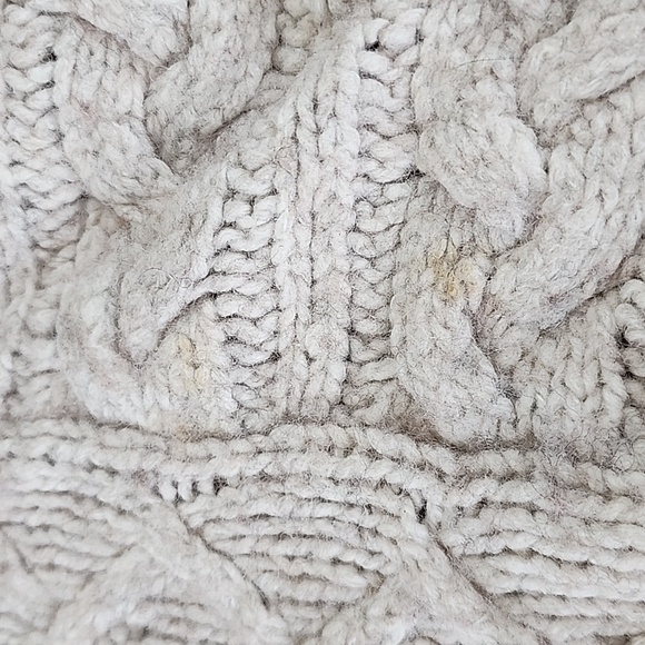 LOFT oatmeal cream wool blend shawl blanket collar open cardigan Size Small FLAW - Picture 7 of 8